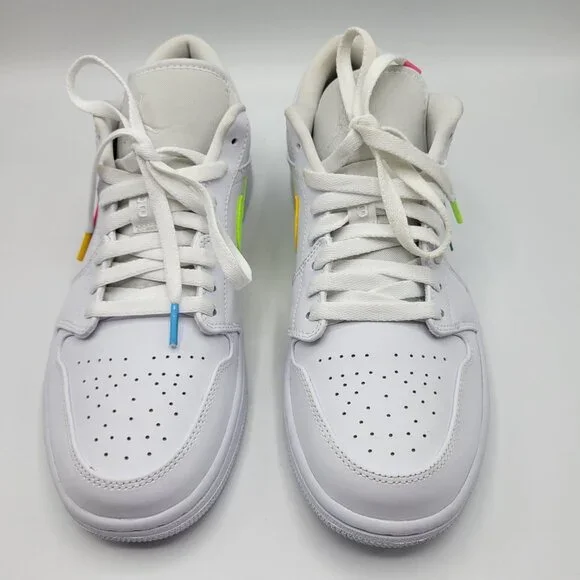 Nike Air Jordan 1 Retro Low Men Size 10 CW7033-100 Swoosh Shoes Whit Multicolor - Picture 11 of 14
